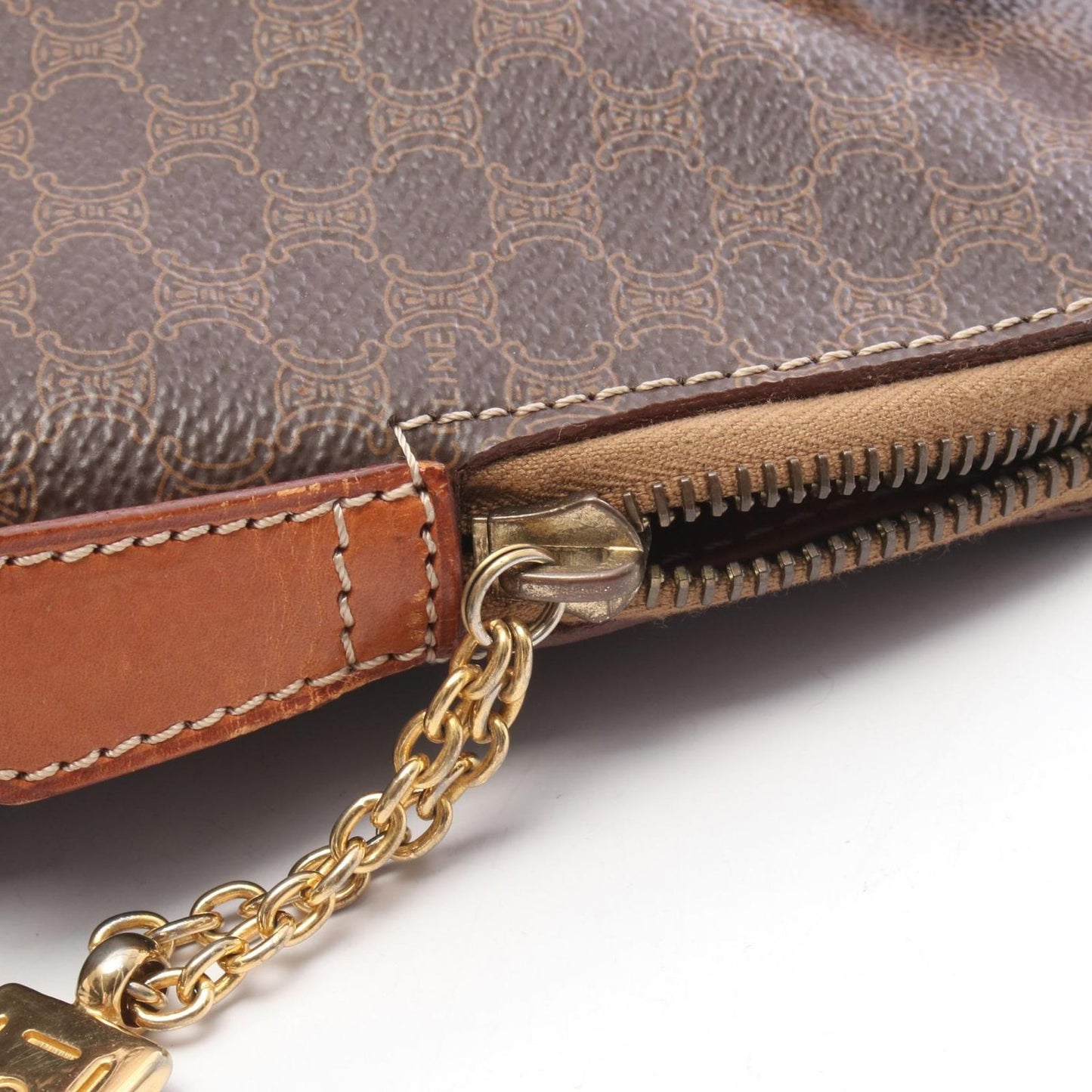 Celine Handbag Macadamia Brown Canvas Leather — view 8