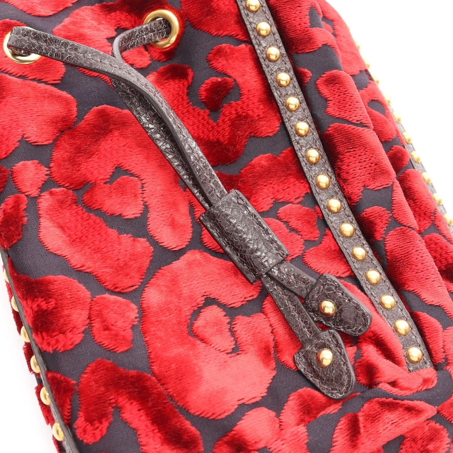 Prada Drawstring Pouch Red Fabric Leather Mini — view 8