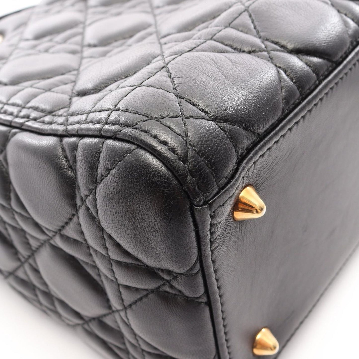 Dior Handbag Lady Dior Cannage 2-Way Black Leather Lady Dior Tote — view 8