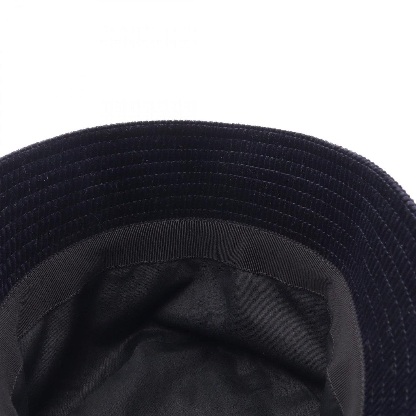 Prada Hat Triangle Plate Corduroy Bucket Navy — view 7