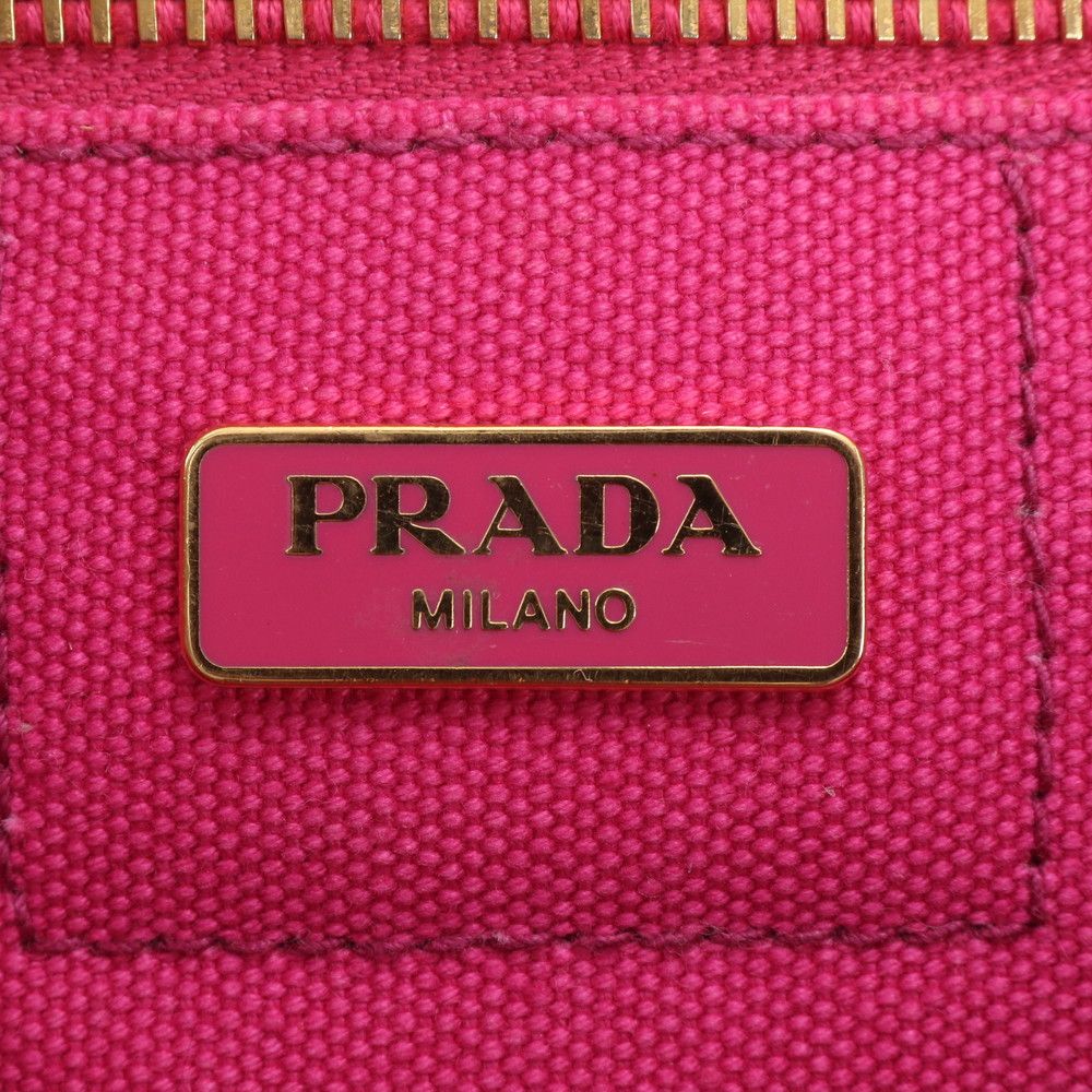 Prada Canapa Triomphe Tote Hand Leather Pink Uim with — view 8