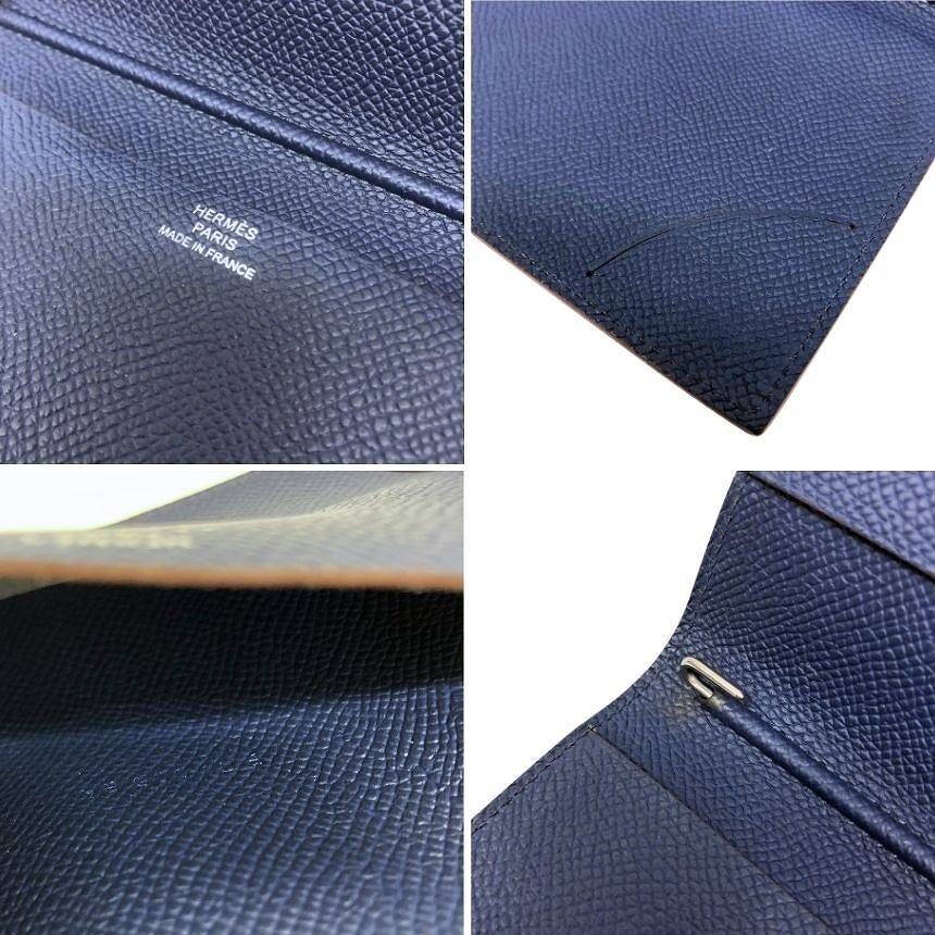 Hermes Vision 2 Notebook Cover Ajanda Leather Orange Navy Bicolor Stationery — view 3