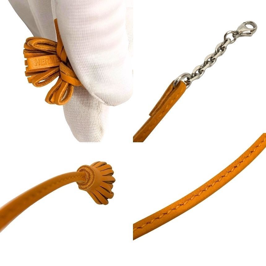 Hermes Carmencita Pompom 17 Yellow Book Mark Bookmark Key Holder Bag Charm New — view 3