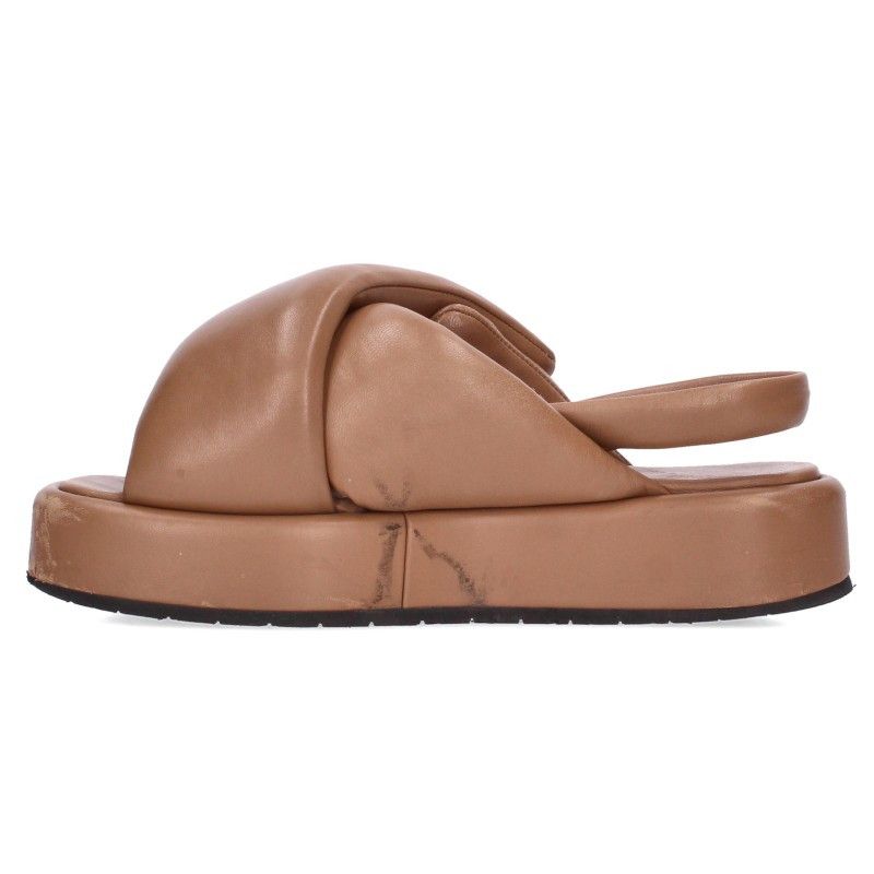 Prada Triangle Logo Padded Nappa Leather Sandals — view 4