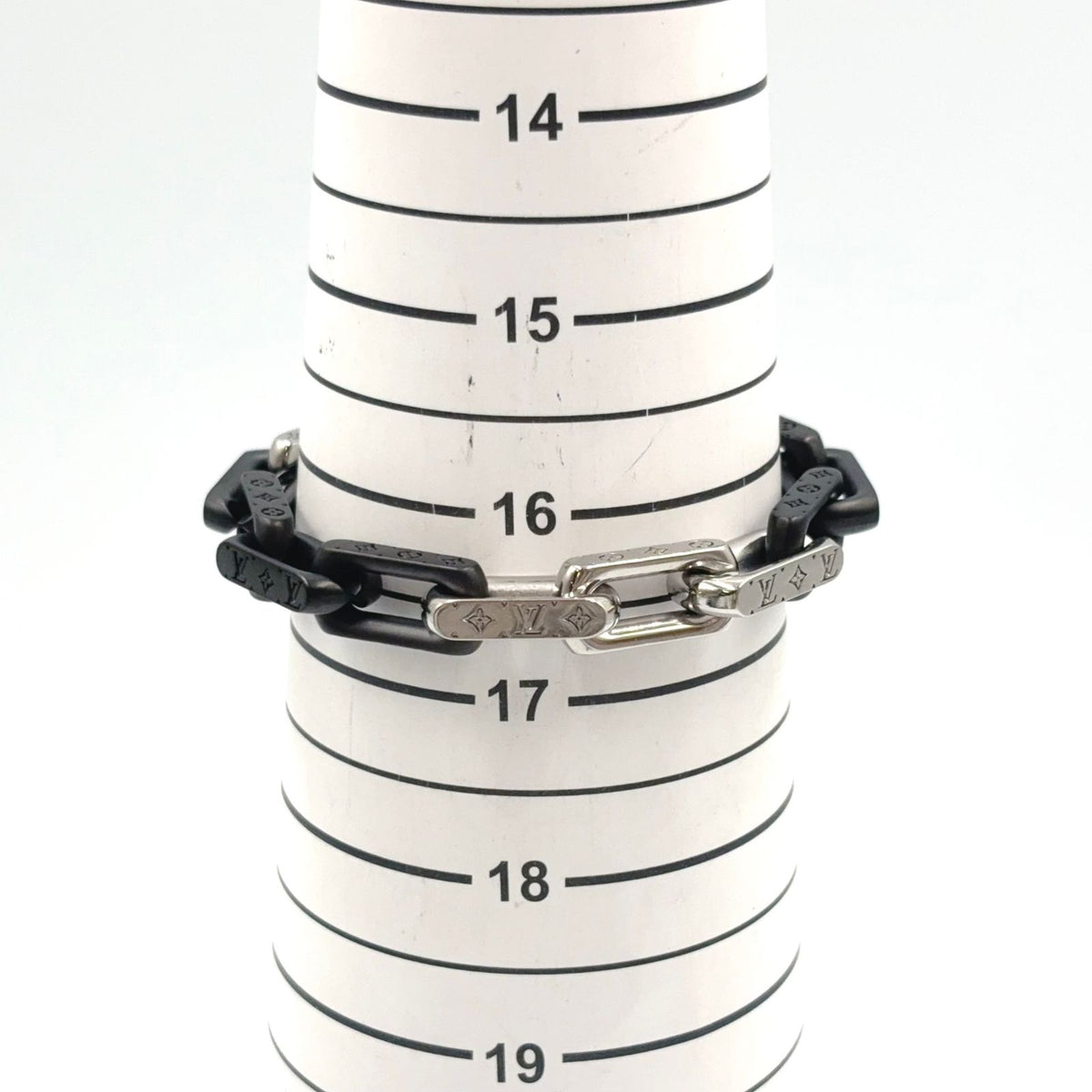 Louis Vuitton Bracelet Monogram Chain Metal Silver Black — view 8