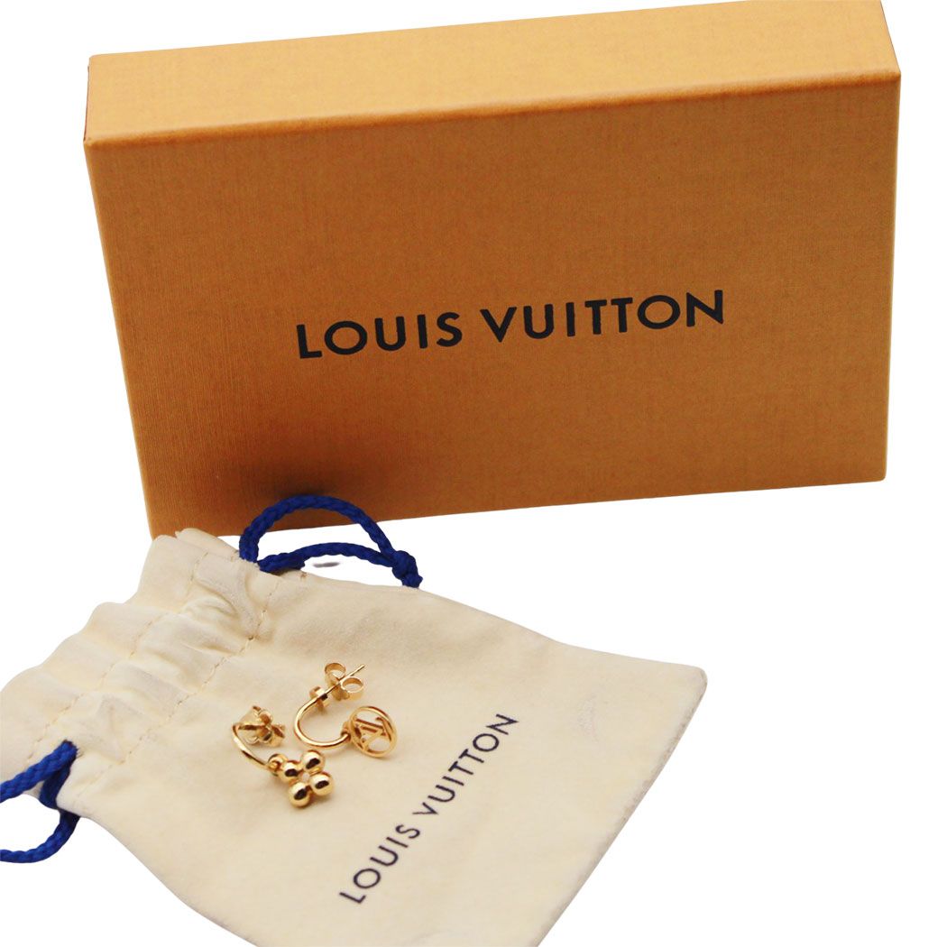 Louis Vuitton Earrings Blooming Gold Logo Feminine — view 4