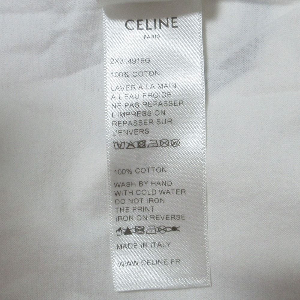 Celine Logo Print Crew Neck T-Shirt XS White — view 8