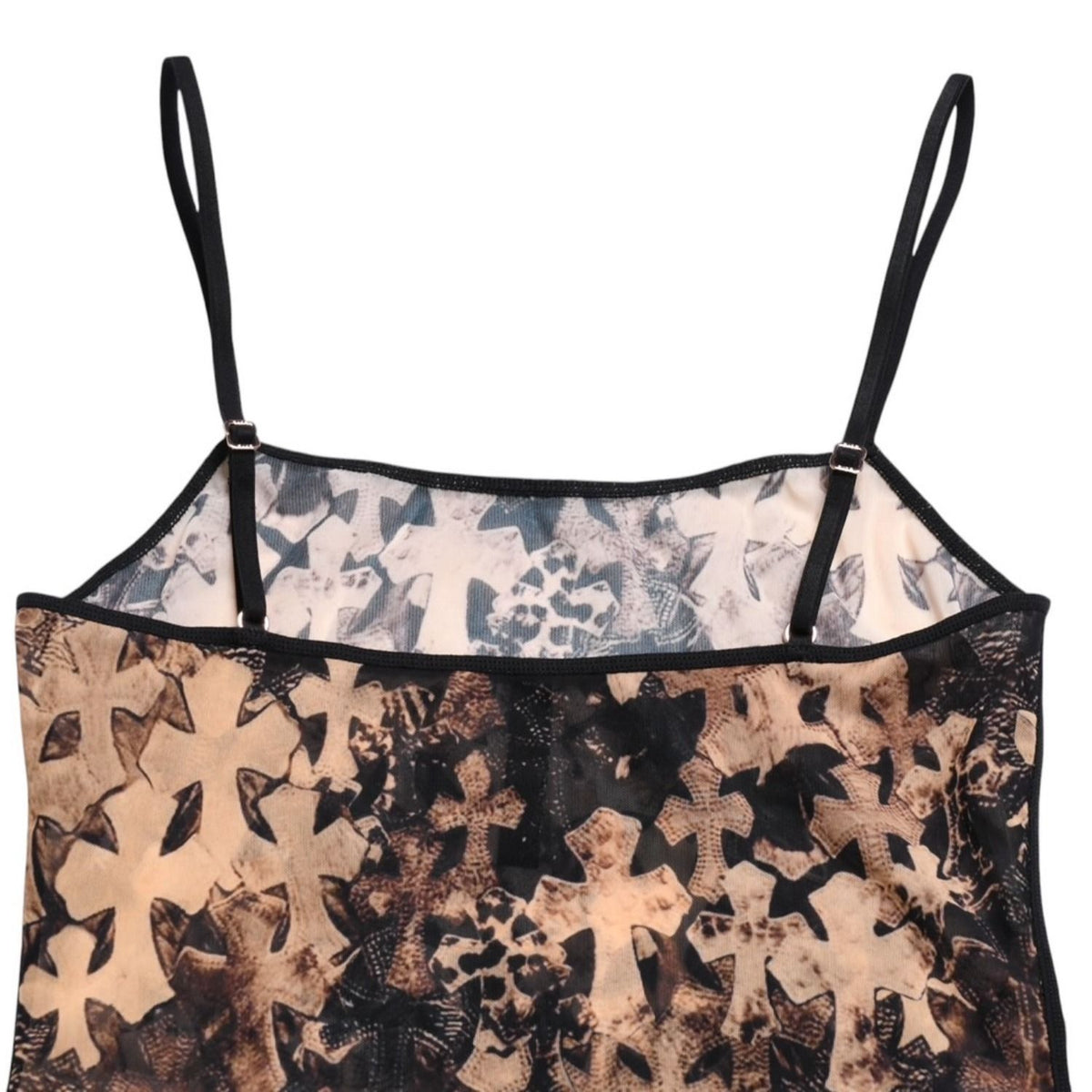 Chrome Hearts Dress Semi Tary Cloth Sheer Mesh Fabric Black Brown XS — view 8