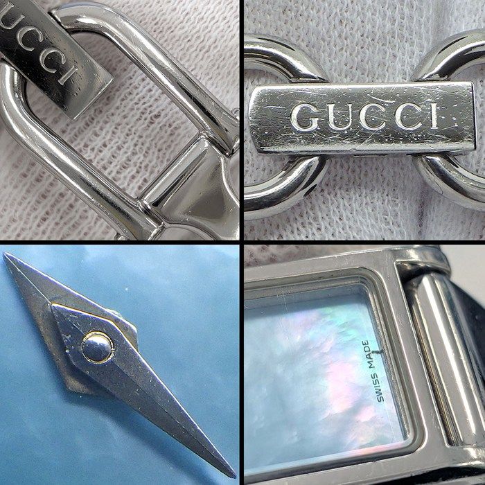 Gucci Watch Bracelet Bangle Horsebit Rectangular Blue Mother of Pearl Dial SS — view 8