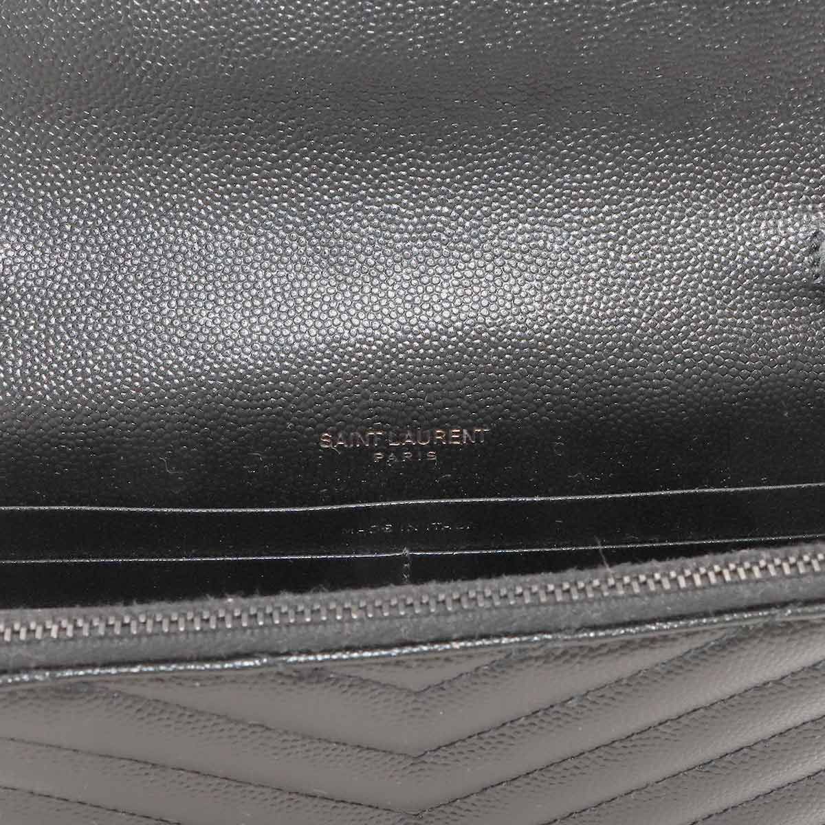 Saint Laurent Cassandra Envelope Chain Wallet Leather Black Shoulder Bag — view 8