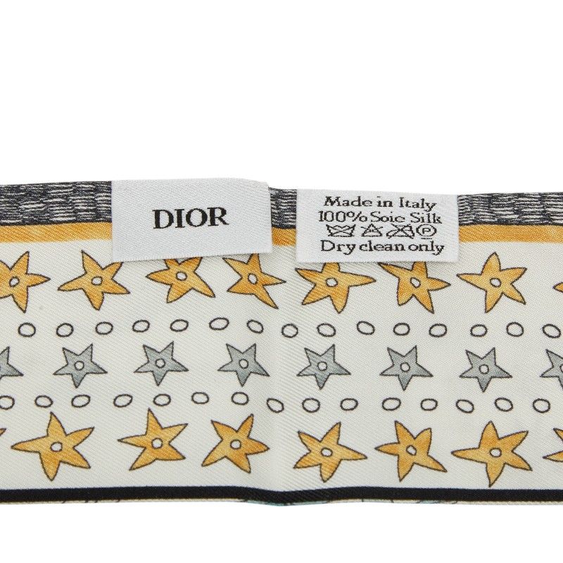 Dior Mizza Tarot Etoile Star Scarf White Multicolor Silk — view 3
