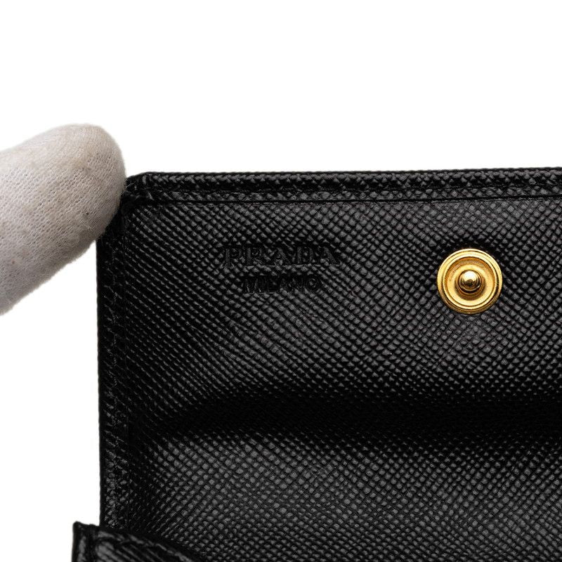Prada Logo Card Case Business Holder Black Saffiano Leather — view 6
