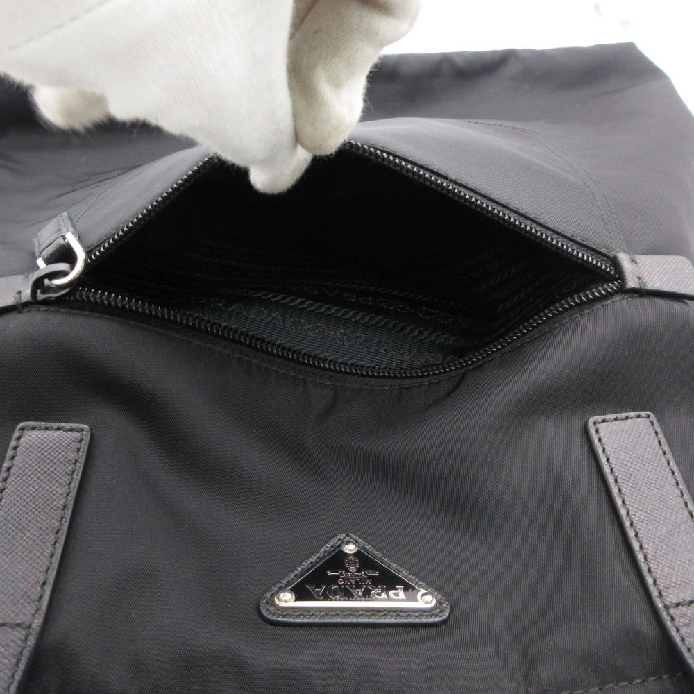 Prada Tote Bag Triangle Logo Nylon 2-Way Purse Black — view 8