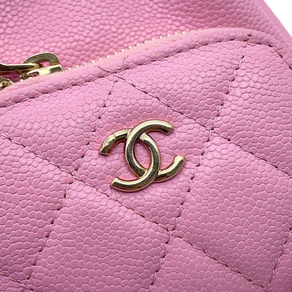 Chanel Chain Shoulder Bag CC Logo Drawstring Caviar Leather — view 8