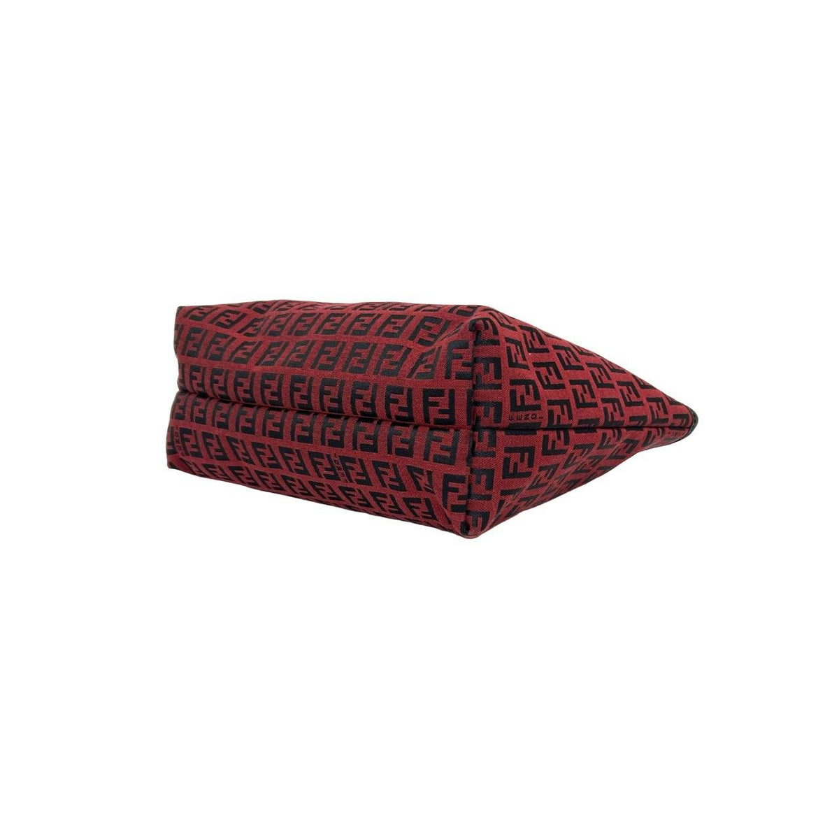 Fendi Almost Vintage Zucchino FF Pattern Canvas Leather Tote Bag Red Black — view 8