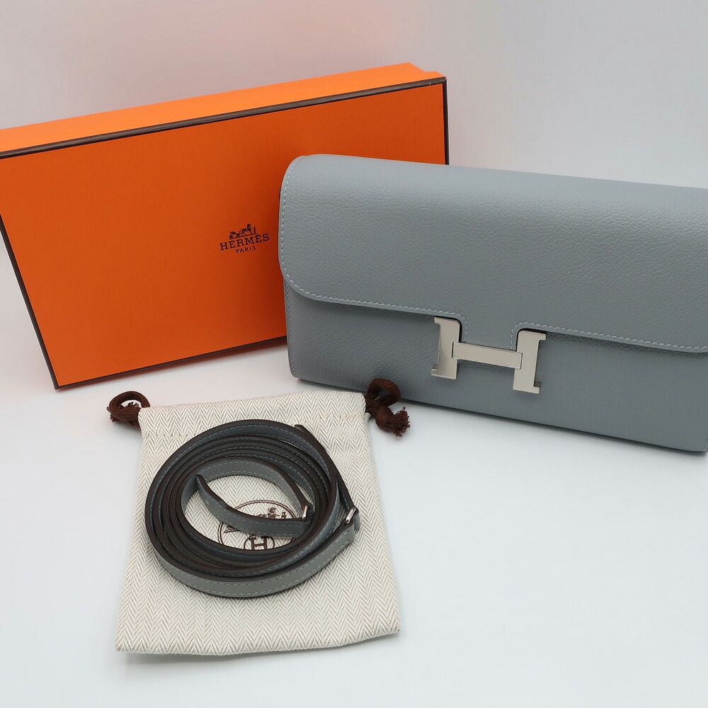 Hermes Heaven Constance To Go Gris Pantin Silver Wallet Pouch Evercolor Leather — view 8
