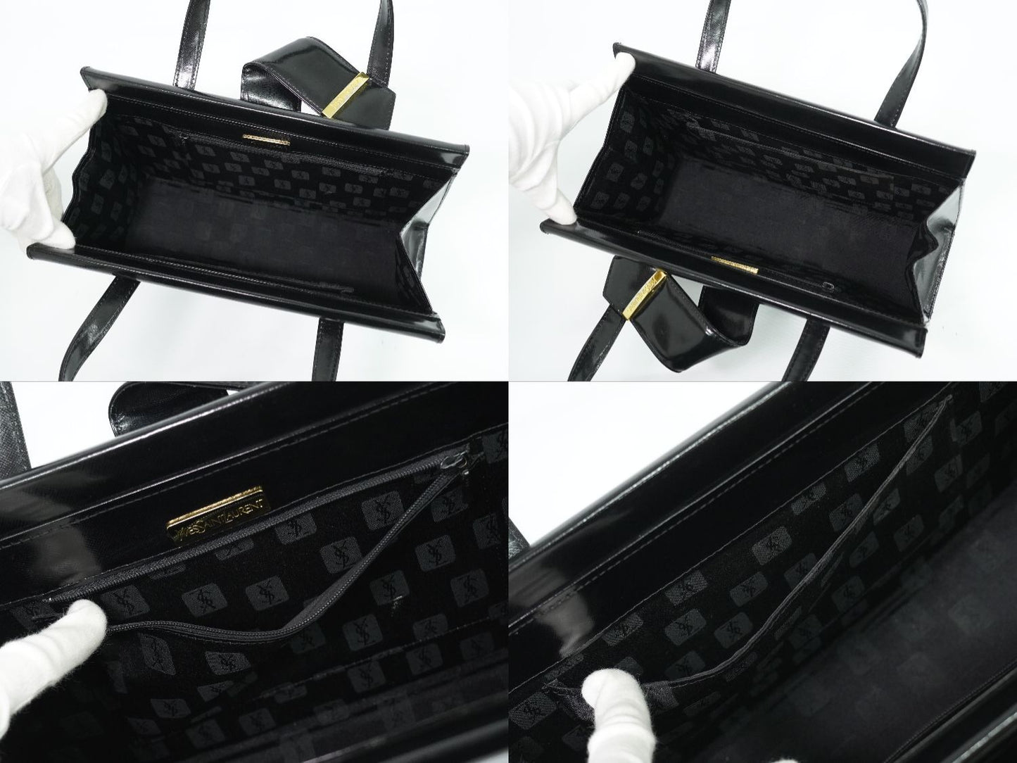 Saint Laurent YSL Patent Leather Handbag Black — view 8