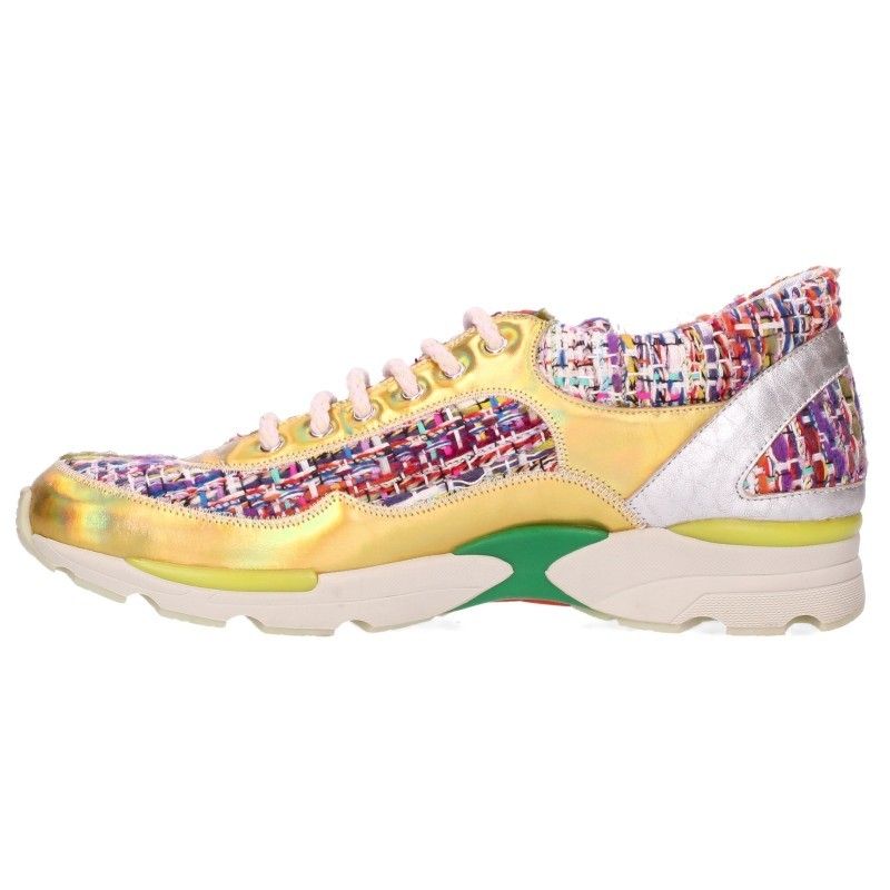 Chanel Tweed Contrast Patent Sneakers — view 4