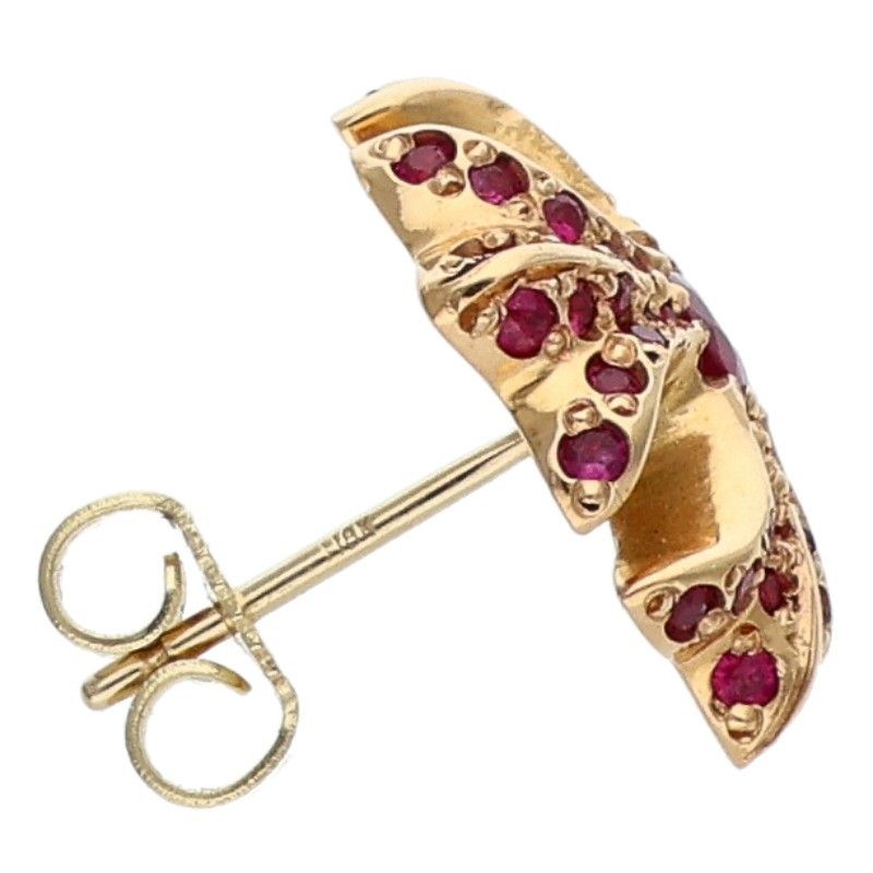 Chrome Hearts 22K 4 CH Pls P Ruby CH Plus Stud Pave Gold Earrings — view 4