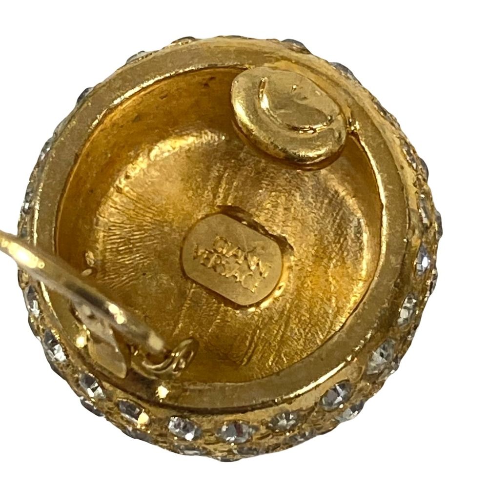 Versace Gianni Vintage Medusa Rhinestone Huge Earrings Gold Plated — view 5