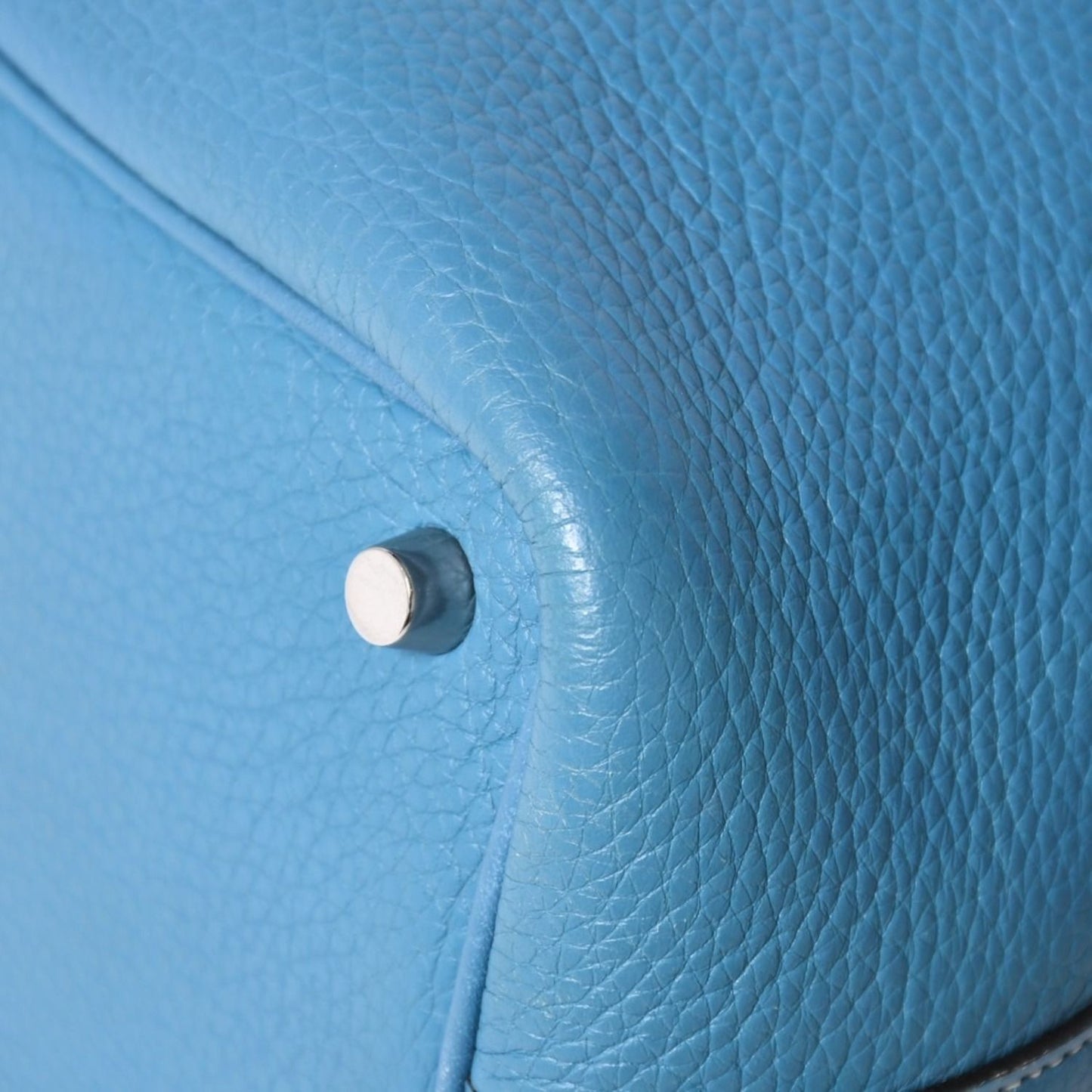 Hermes Picotin Lock PM Handbag Blue Jean Taurillon Clemence Silver — view 8