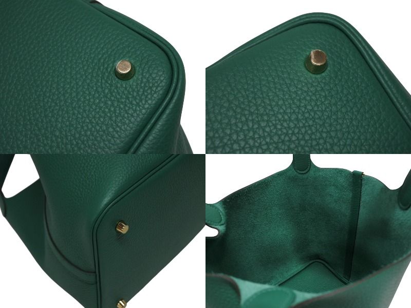 Hermes Picotin Lock 22 Handbag Taurillon Clemence Vert Vertigo Gold — view 8