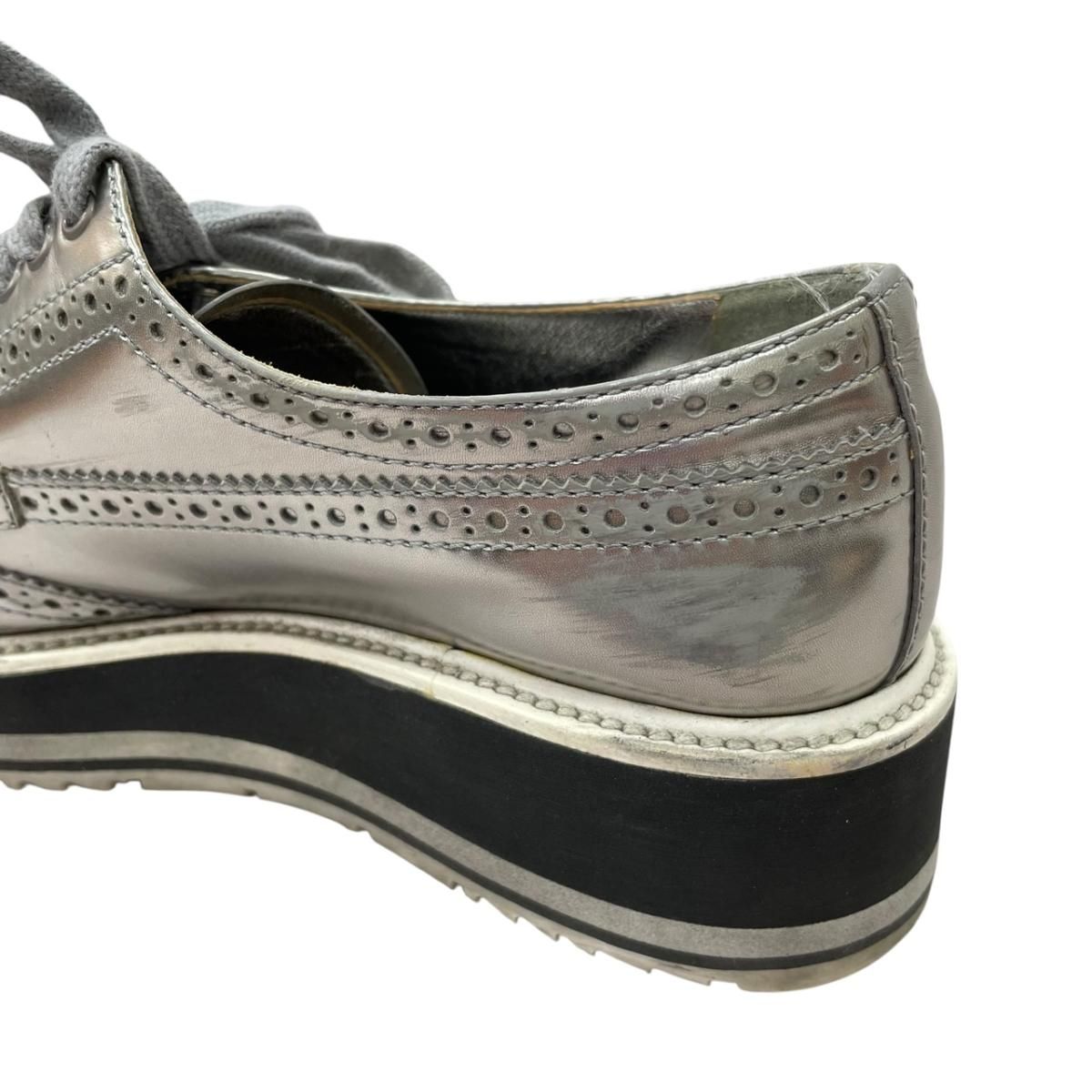 Prada Wingtip Sneakers Silver Metallic Shoes — view 8