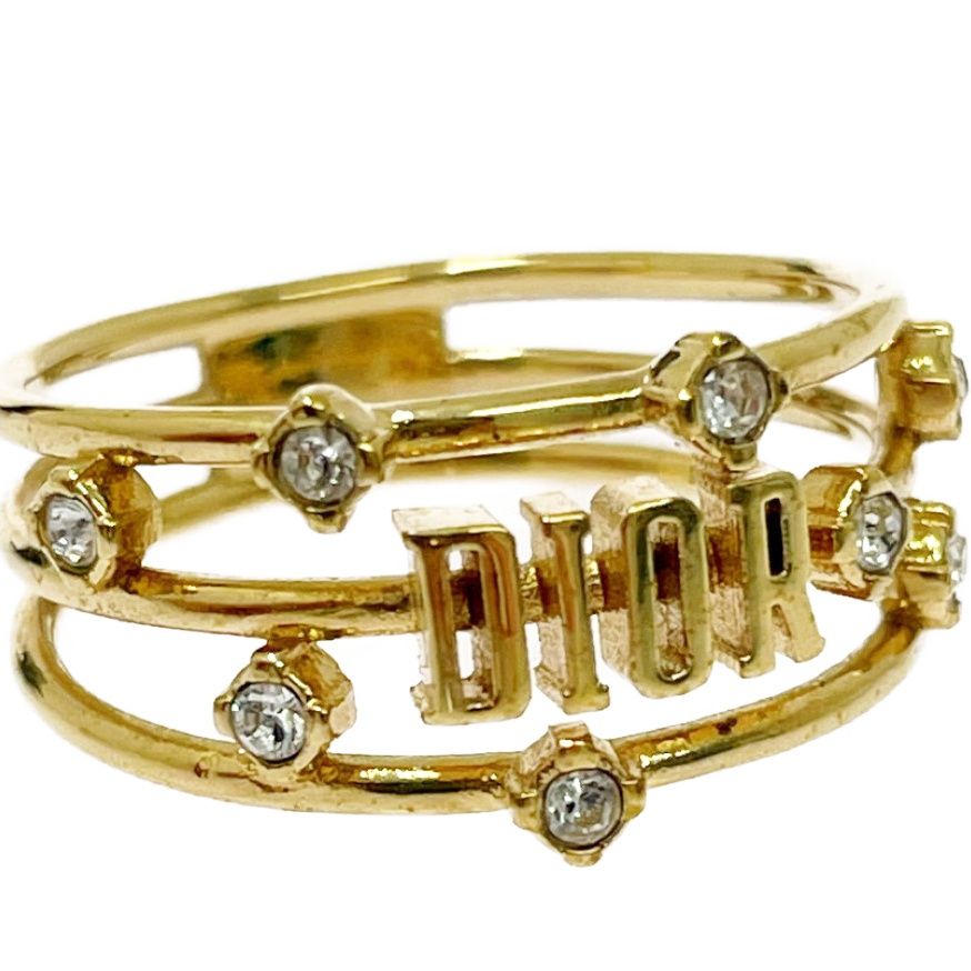 Dior Rhinestone Logo Ring Gold — view 6