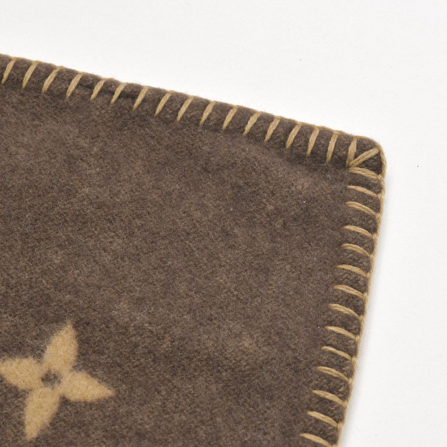 Louis Vuitton Plaid Neo Monogram Blanket Wool Cashmere Brown Beige — view 8