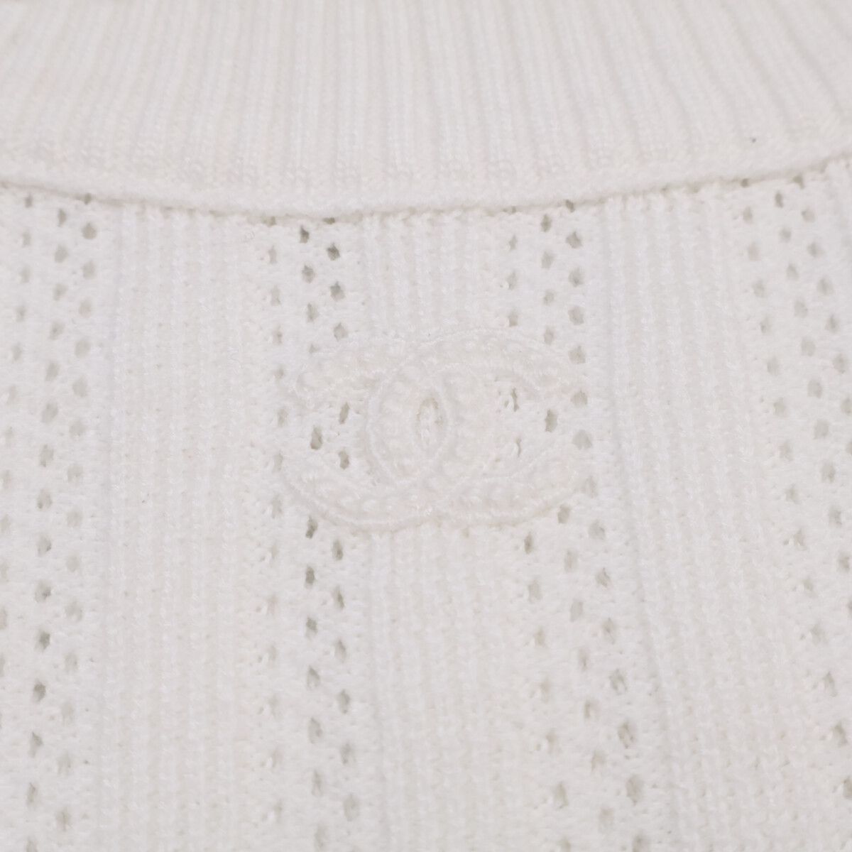 Chanel CC Logo Cotton Half Sleeve Knit Sweater 36 — view 8