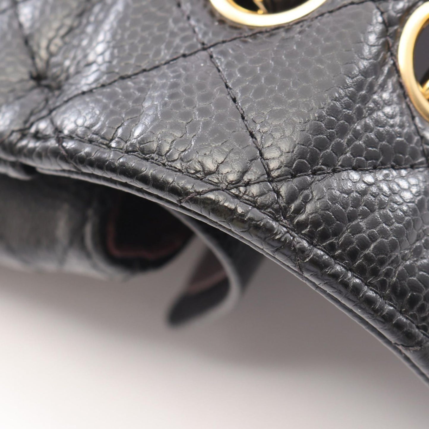 Chanel Shoulder Bag Quilted Double Flap Black Caviar Leather Chain — view 8