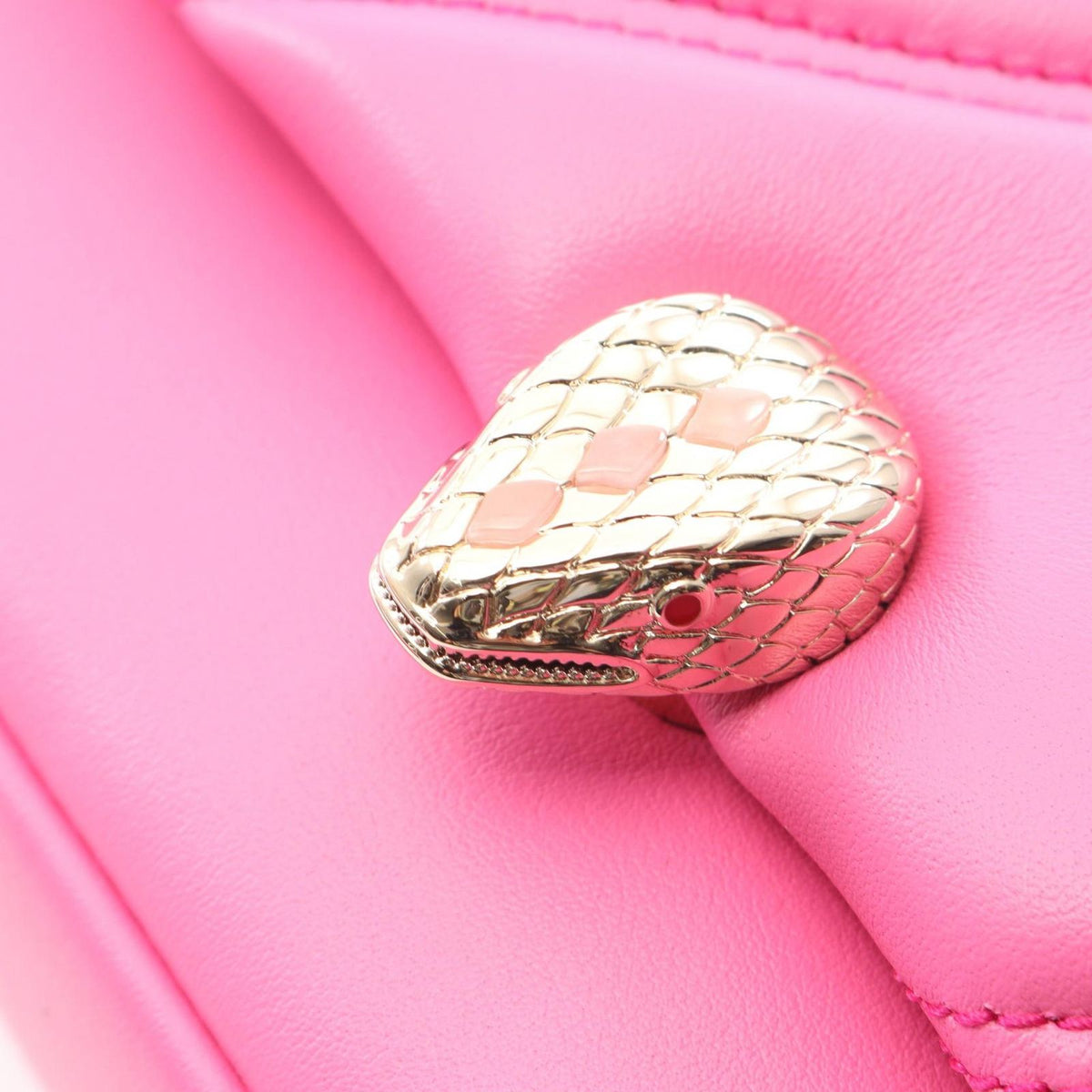 Bvlgari Serpenti Cabochon Mini 2-Way Pink Leather Shoulder Back Handbag — view 6