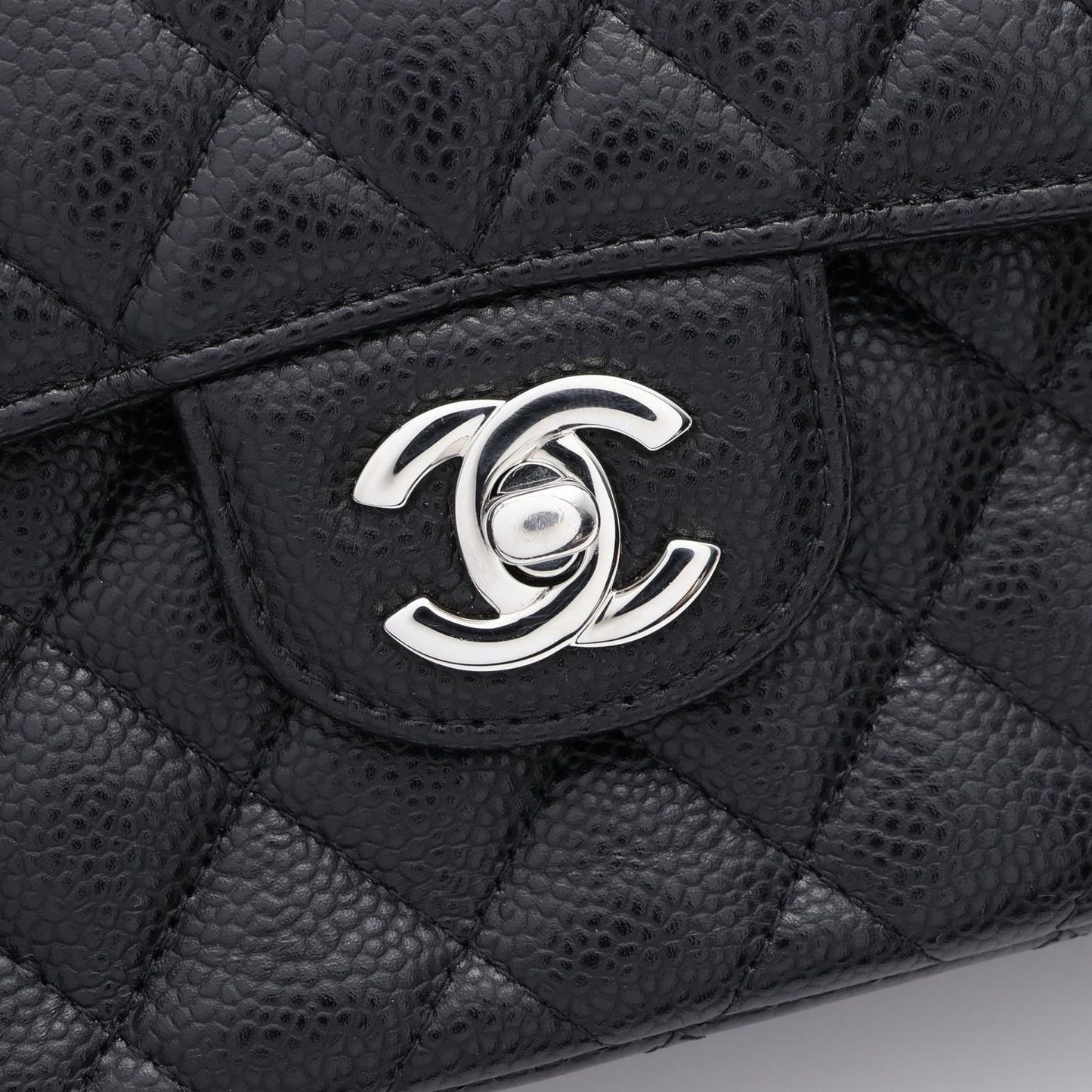 Chanel Shoulder Bag Quilted Double Flap Black Caviar Leather Chain — view 8