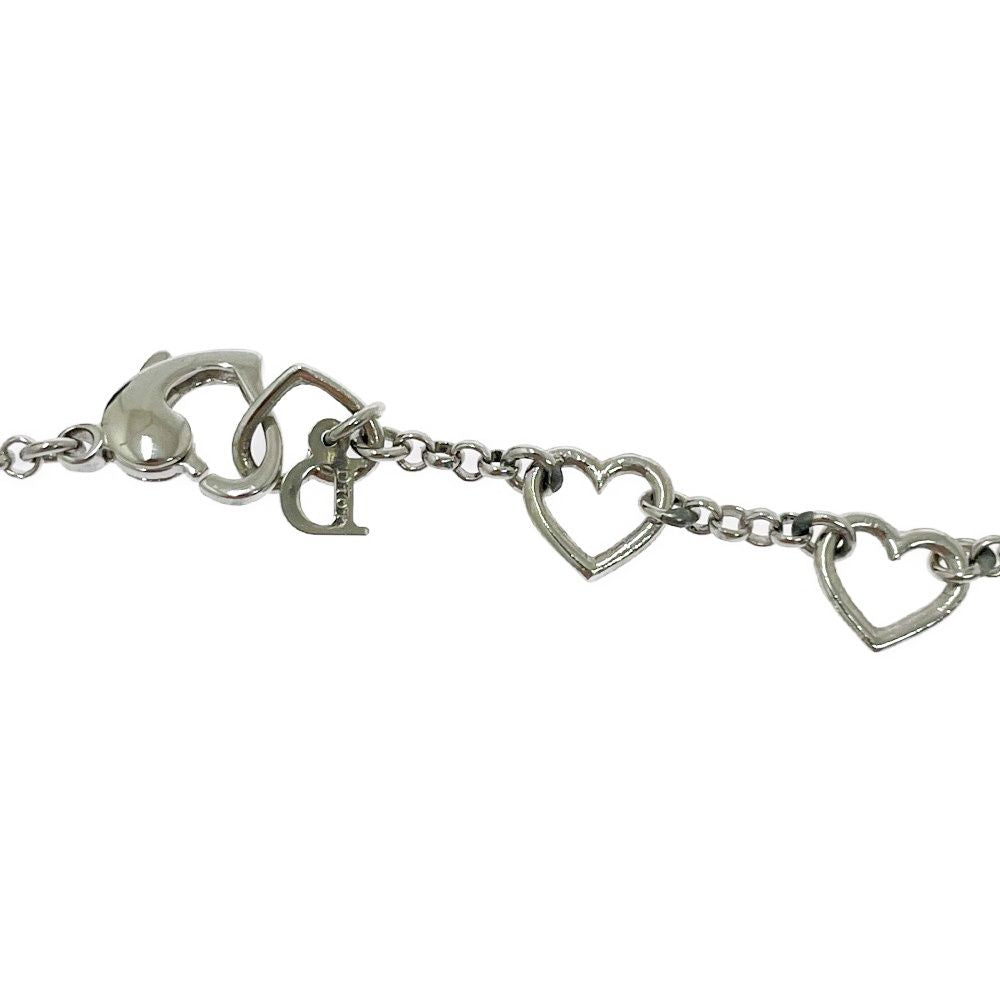 Dior Metal Rhinestone D Logo Heart Cut Silver Bracelet — view 5