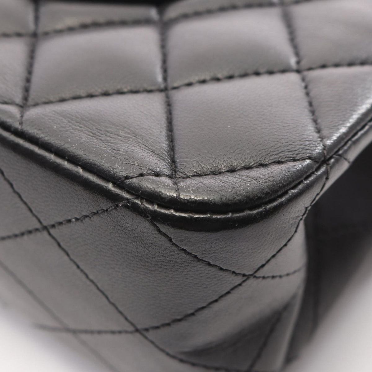 Chanel Shoulder Bag Quilted Double Flap Black Lambskin Chain — view 8