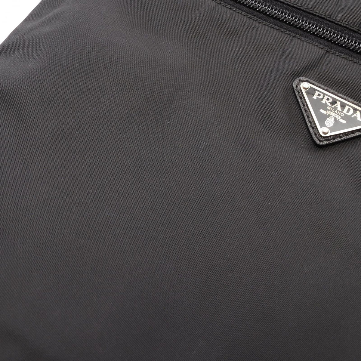 Prada Shoulder Bag Tessuto Saffiano Black Nylon Leather Triangle Logo — view 8