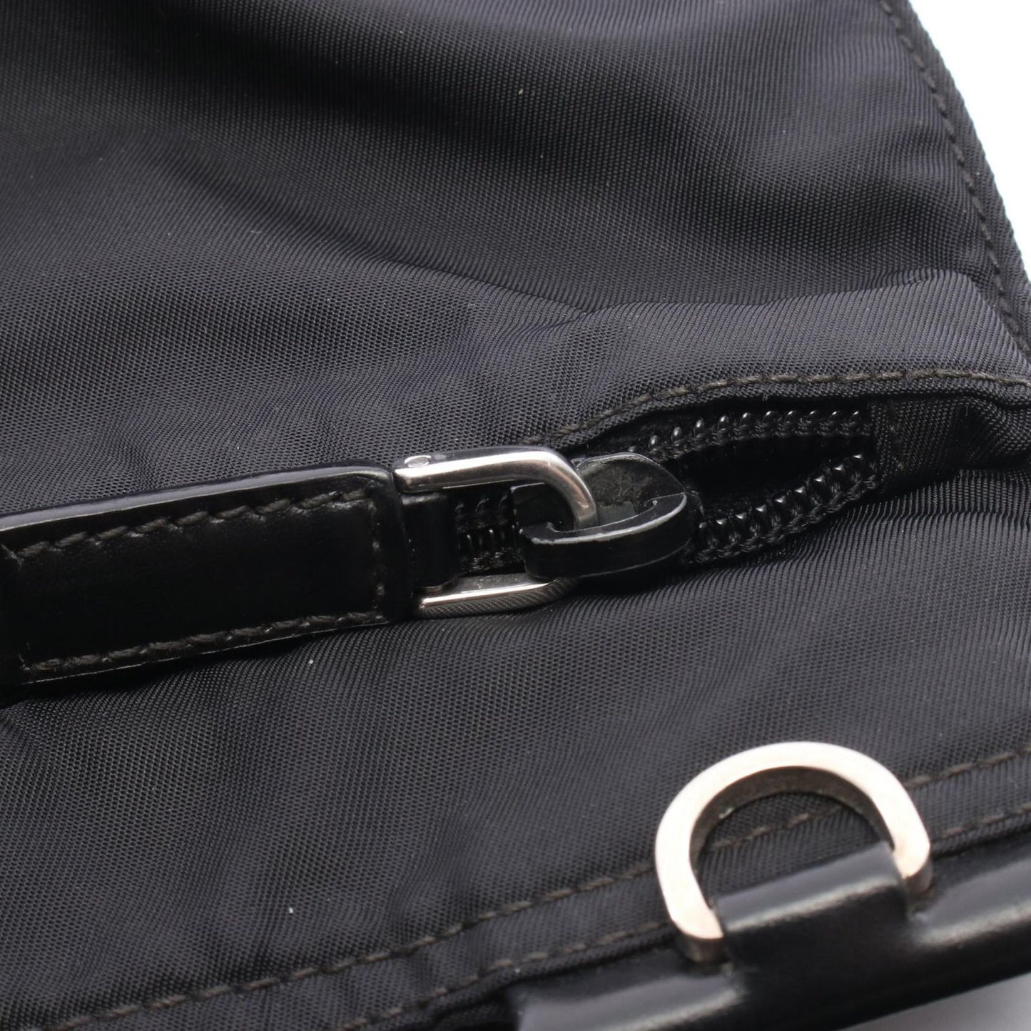 Prada Shoulder Bag Black Nylon Leather Triangle Logo — view 7