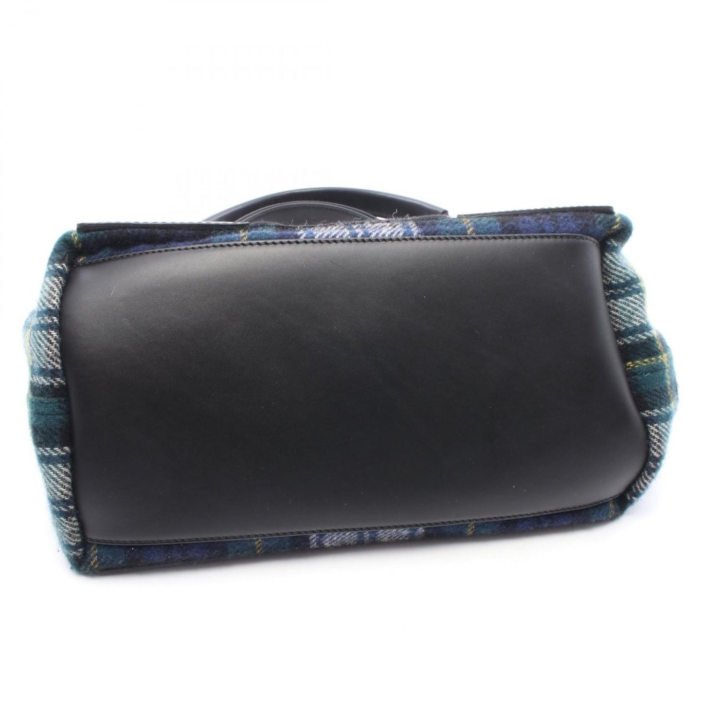 Balenciaga Tote Bag Navy Cabas S Check Black Plaid Wool Leather — view 8