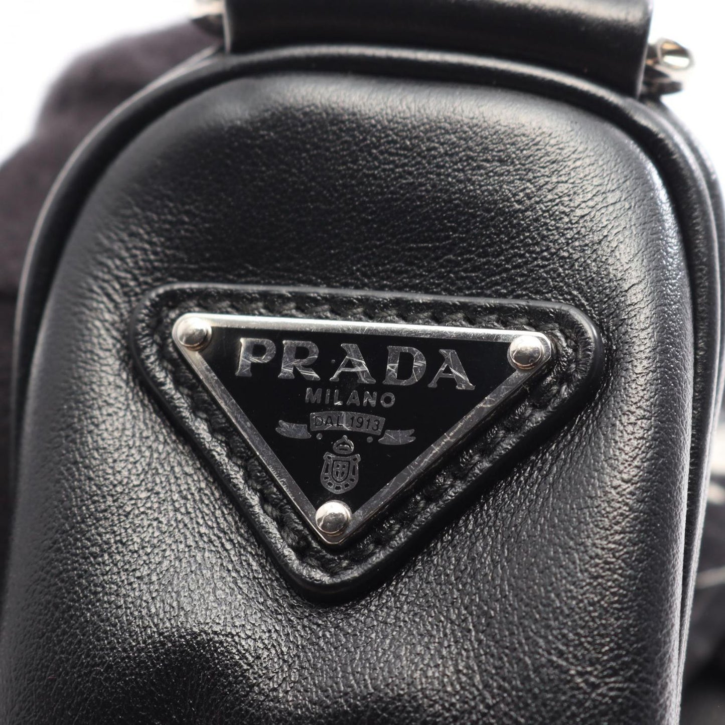 Prada Shoulder Bag Triangle Black Leather — view 7