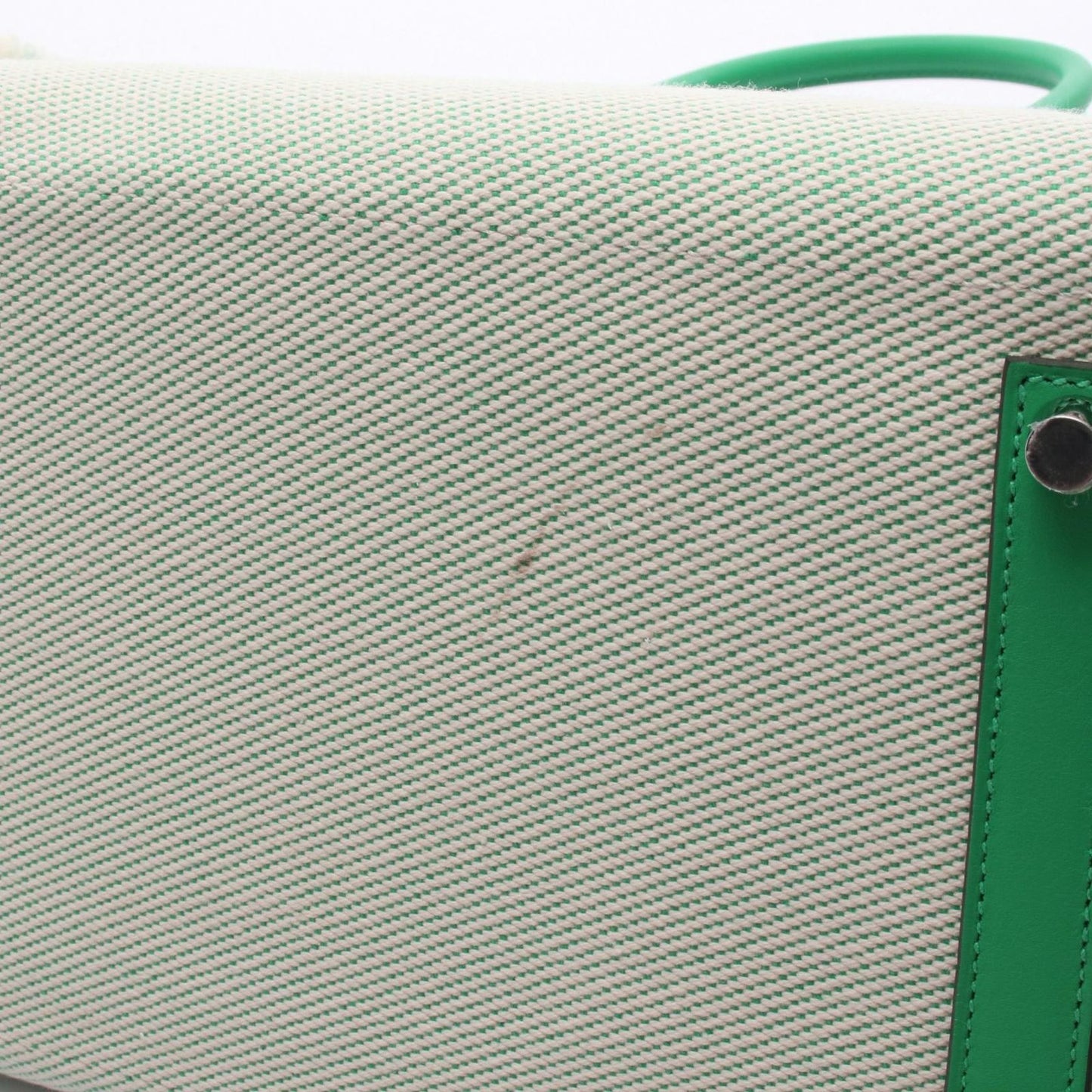 Hermes Birkin 35 Frey Mint Ecru Canvas Leather Handbag — view 8