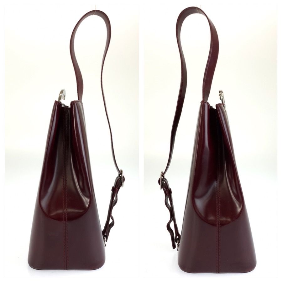 Cartier Panthere Wine Red Bordeaux Silver Leather Shoulder Bag — view 8