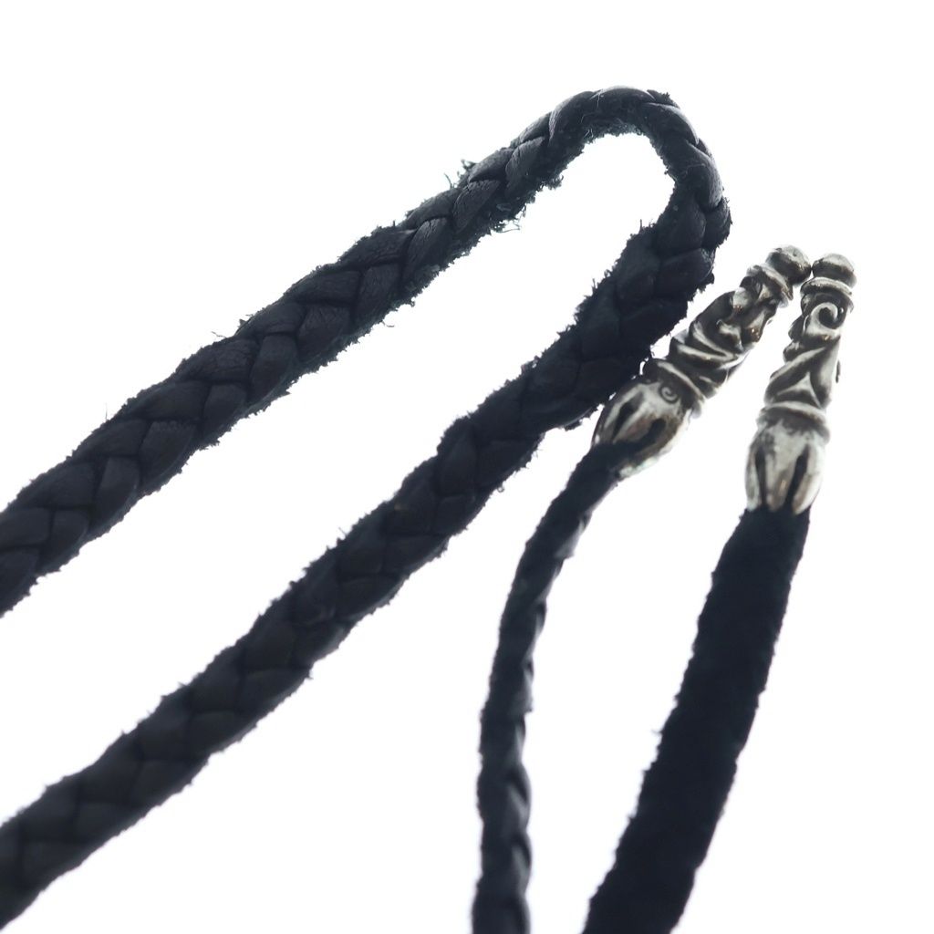 Chrome Hearts Leather Braid Scroll Blade Necklace Black Silver — view 6