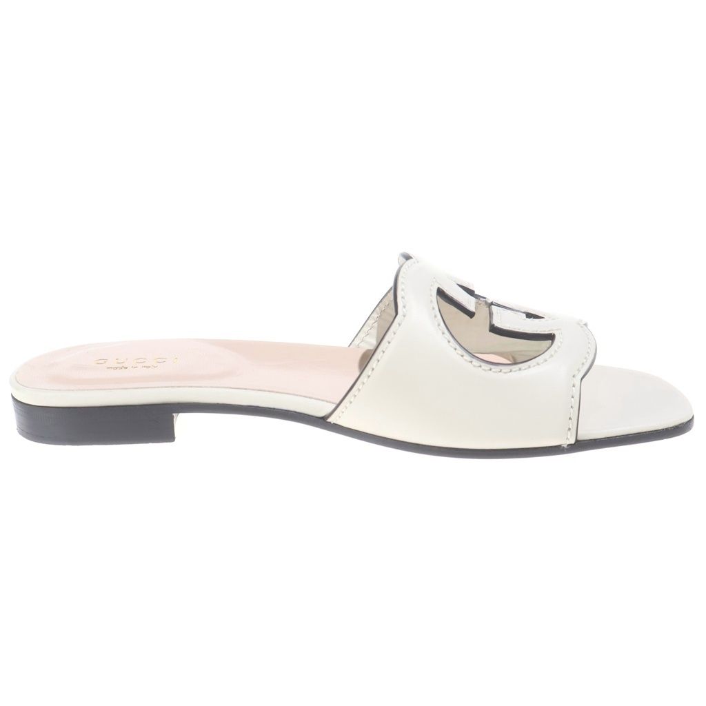 Gucci Interlocking G Leather Sandals Ivory — view 6
