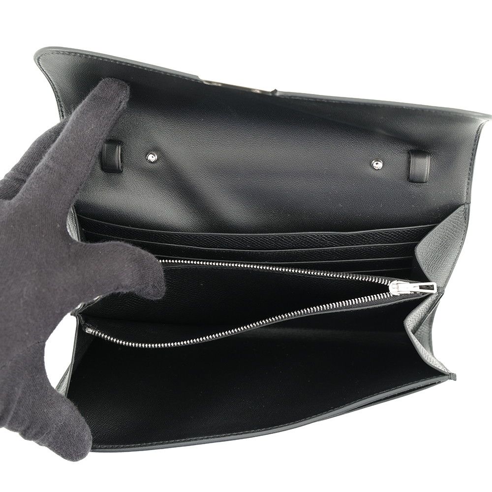 Hermes Wallet Constance To Go Long Black Silver Epsom — view 5