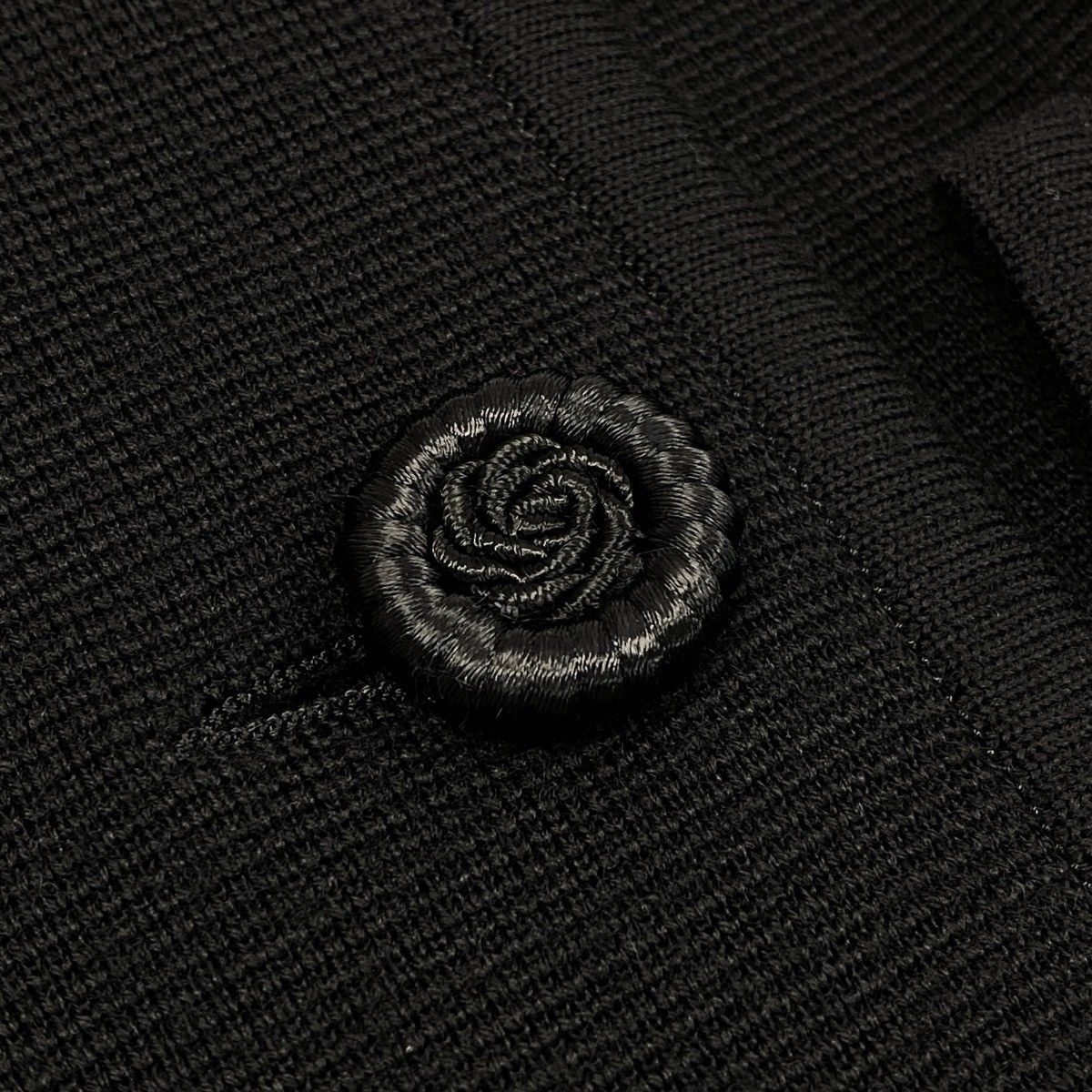 Saint Laurent Eh6 Collarless Jacket Vintage Double Button Knit Floral Motif — view 8
