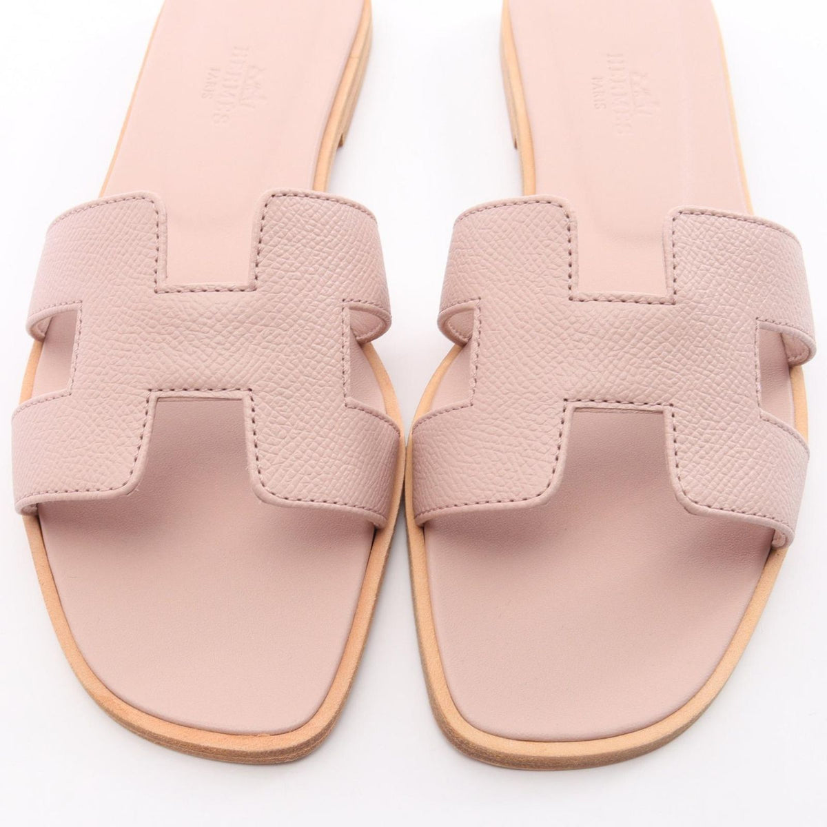 Hermes Mules Oran Rosepol Nu Leather Sandals — view 8