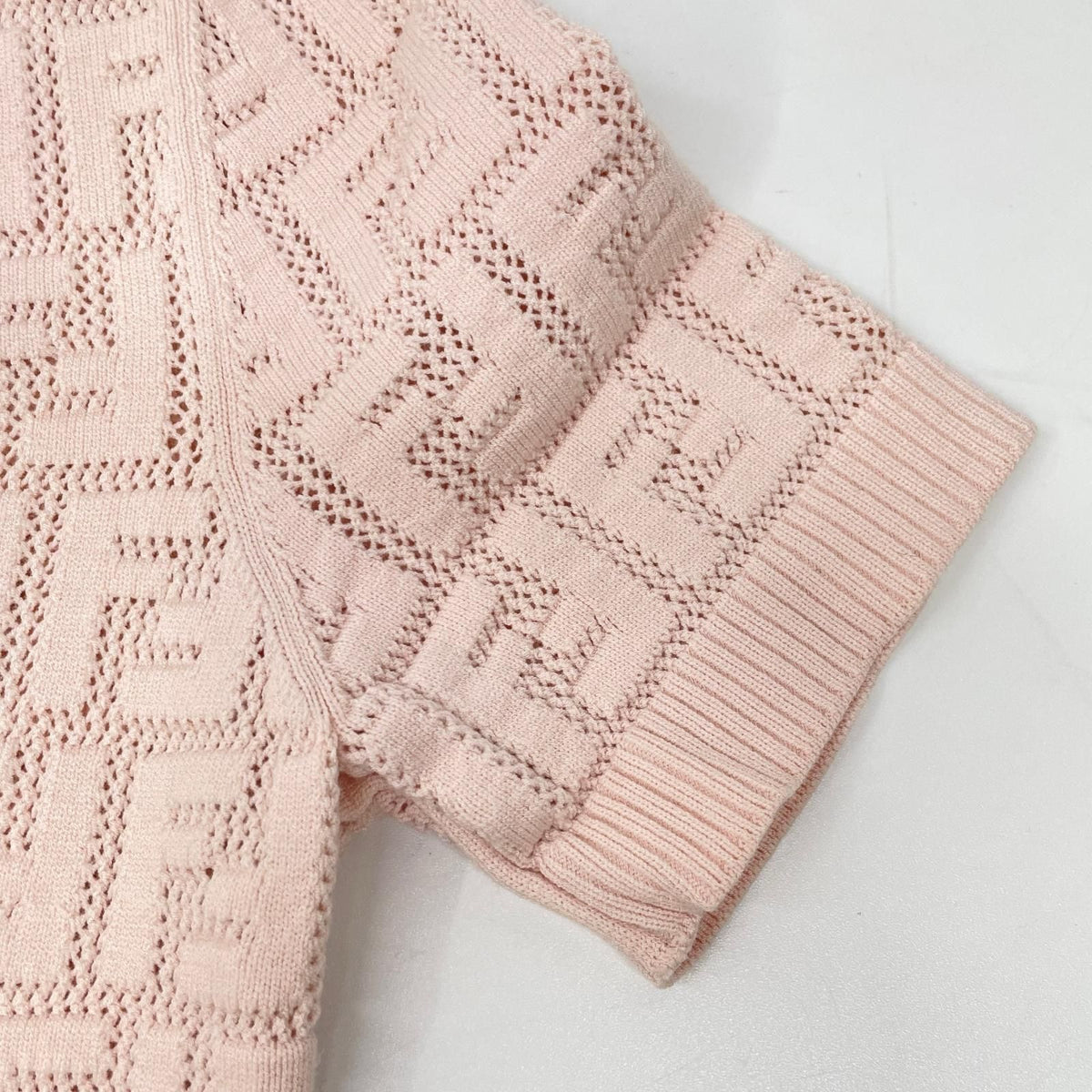 Fendi Ajtl Pink Zucca Pattern Short Sleeve Knit 38 Sweater — view 8