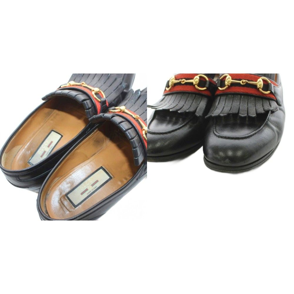 Gucci Horsebit Loafers Fringe Leather Black 8 — view 8