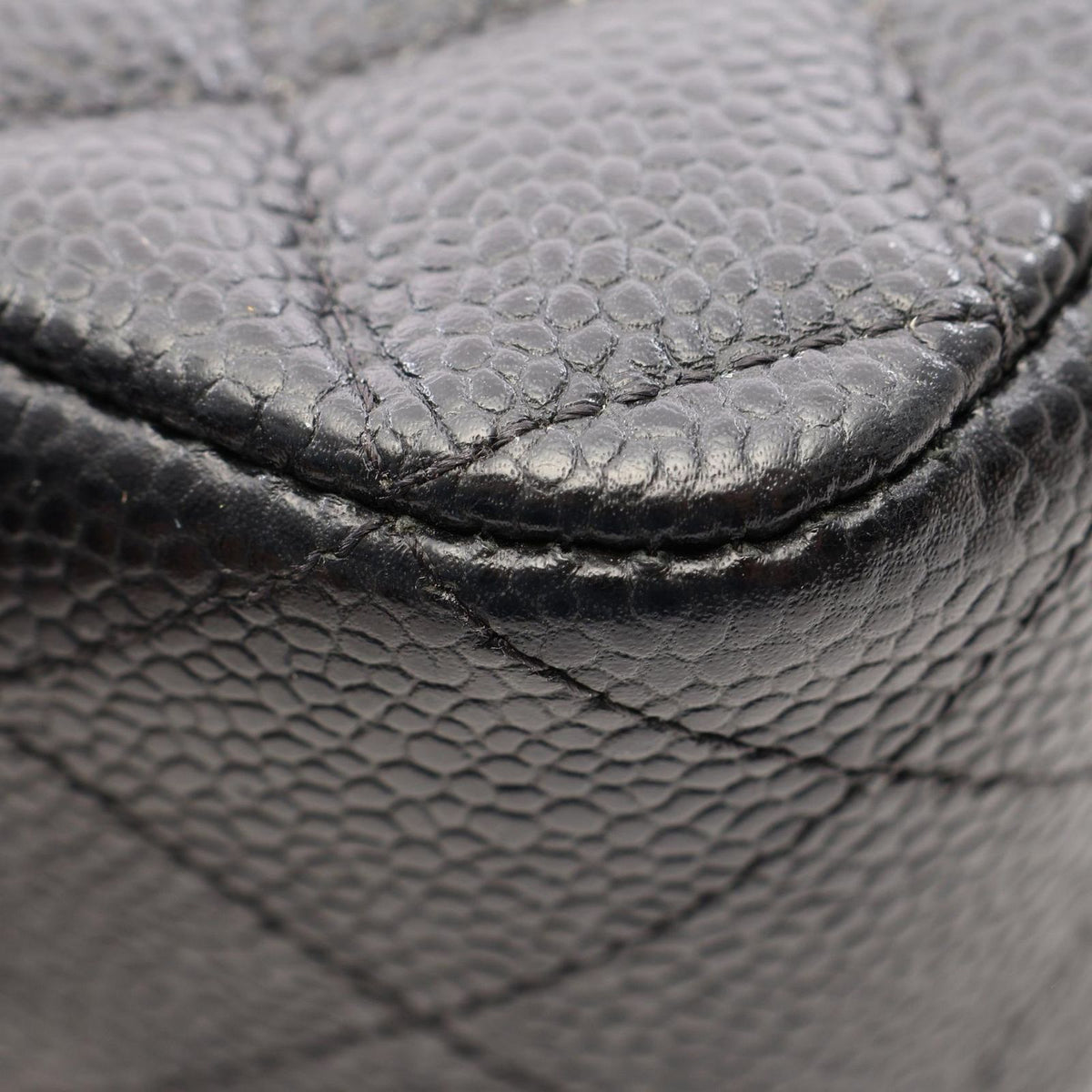Chanel Shoulder Bag Quilted Double Flap Black Caviar Leather Chain — view 8
