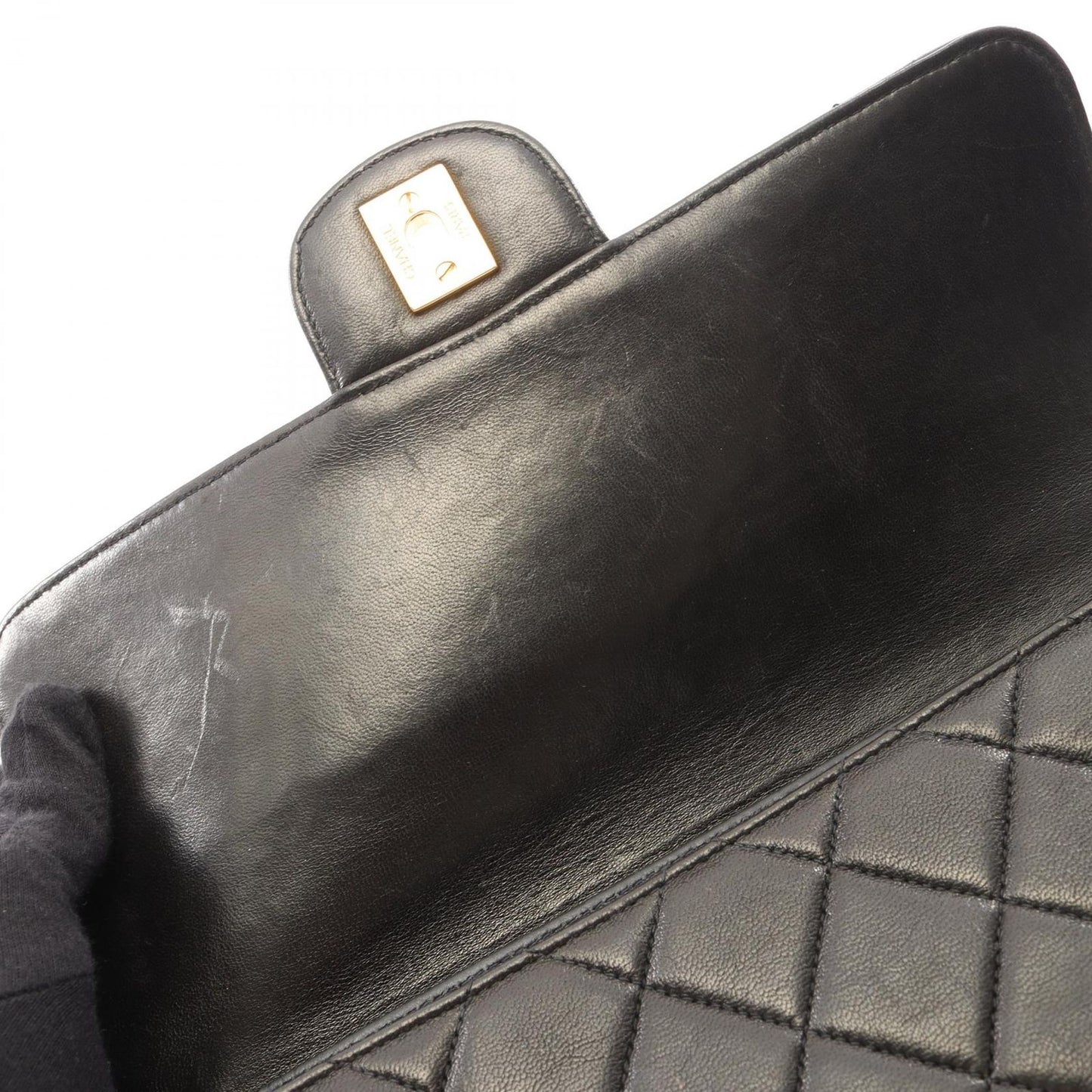 Chanel Quilted Face Black Lambskin Shoulder Bag — view 8